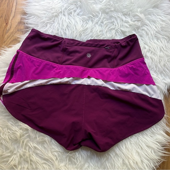 DONATED Athleta Running Shorts, Pink, Burgundy and White Colorblock, Size Small - Picture 3 of 3